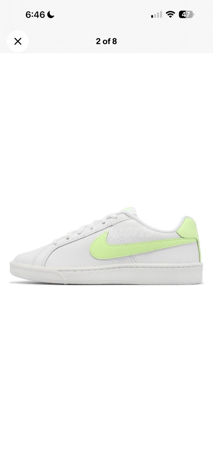 Nike Court Royale Women LifeStyle Casual Shoes White Barely Volt size 8.5