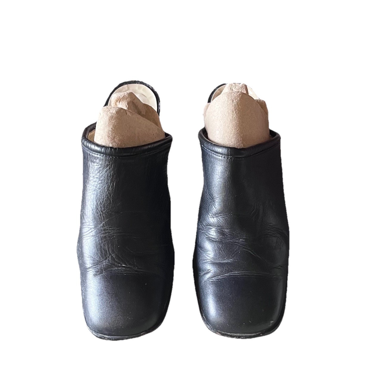 Vintage Y2K Black Leather Mules EU 39 – Goth Grunge Biker Witchy Retro