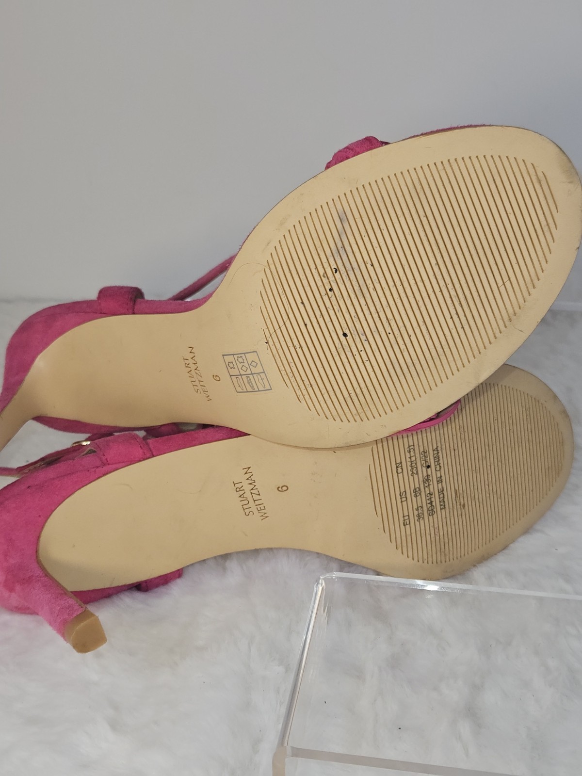 Stuart Weitzman Dancer Twistie Suede Sandal Women’s Pink Size US6B EU36.5