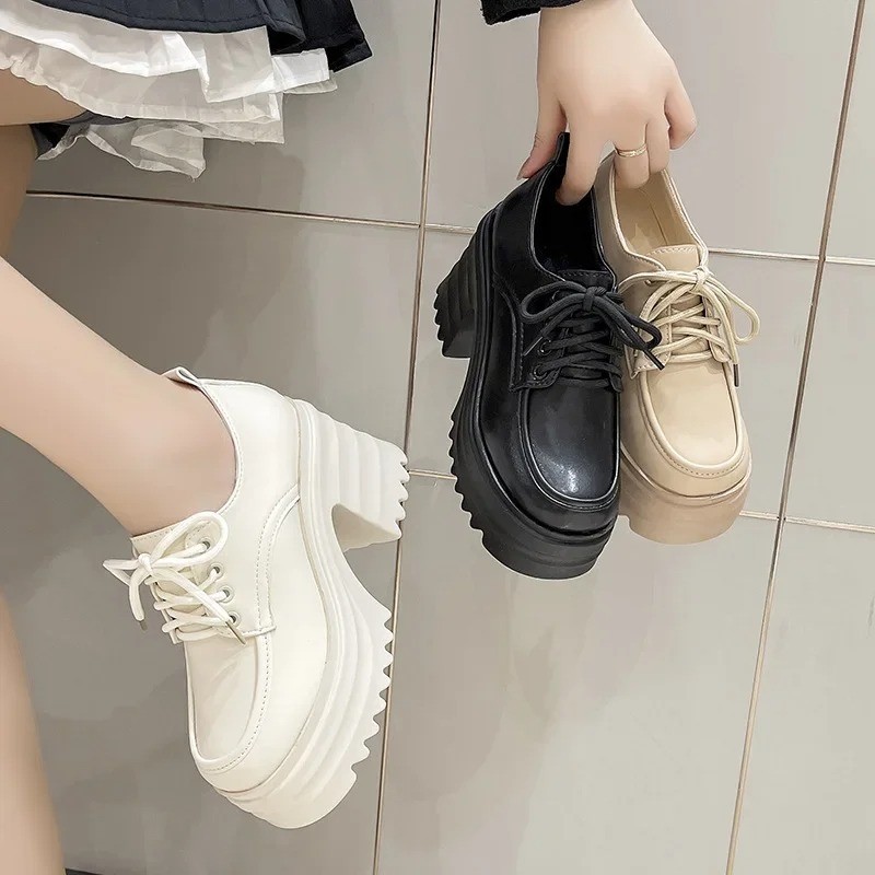 Women’s Gothic Platform Loafers Chunky High Heel Leather Lolita Shoes