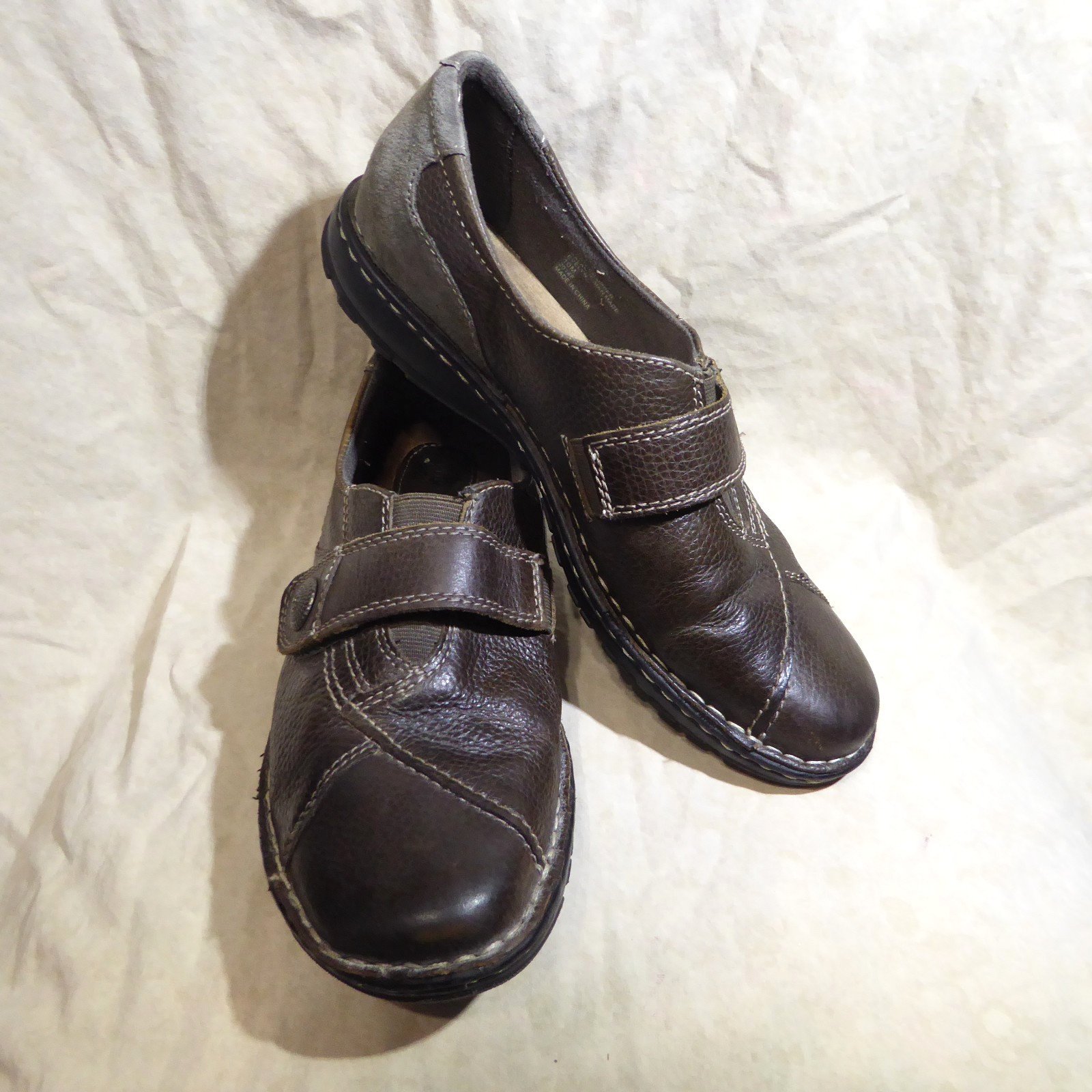🩰 Earth Origins Monk Strap Clogs sz 10 M Rich Brown Leather; Stitched Details