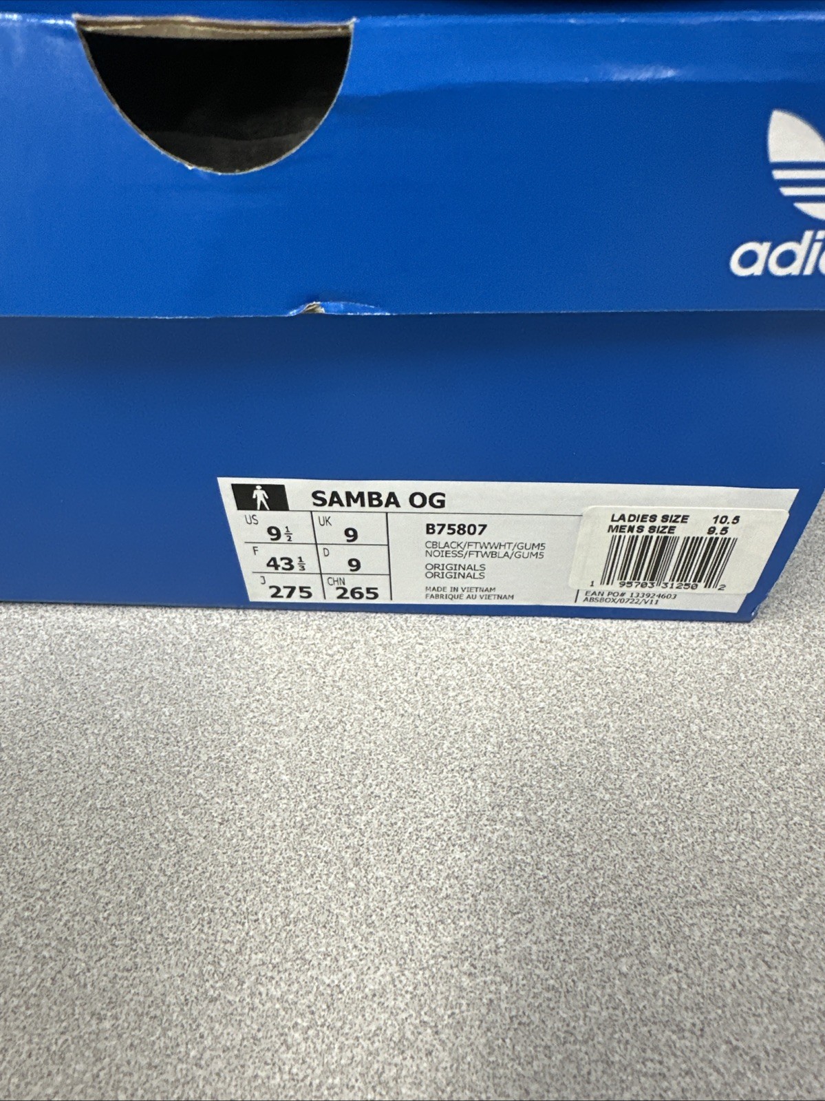 Adidas Samba OG Size M9.5 W/10.5 B75807 *New