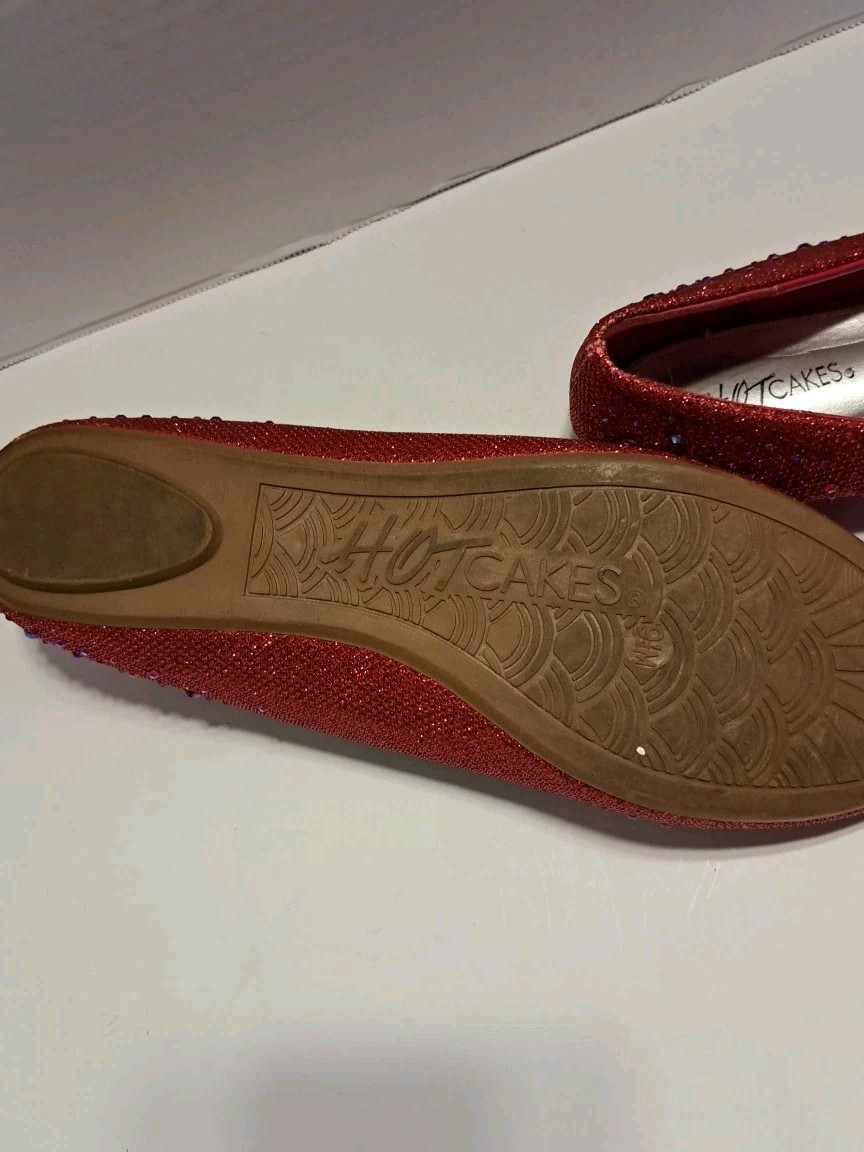 Hotcakes Red Orleans Sequin/Rhinestone Covered Ballet Flats Women Size 9.5 9 1/2