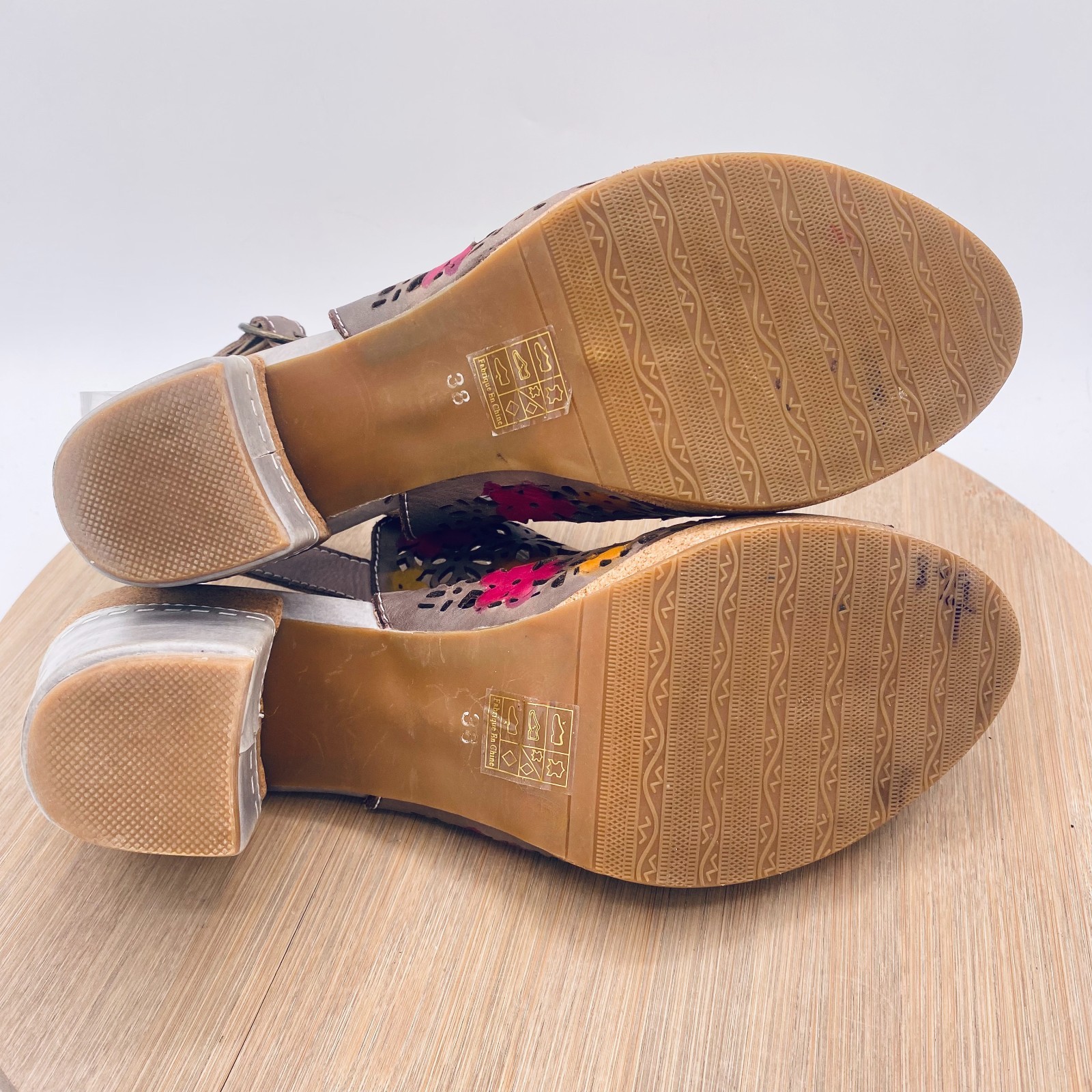 Spring Step L’artiste Sandals Womens 7.5 38 Multicolor Slingback Heels Flowers