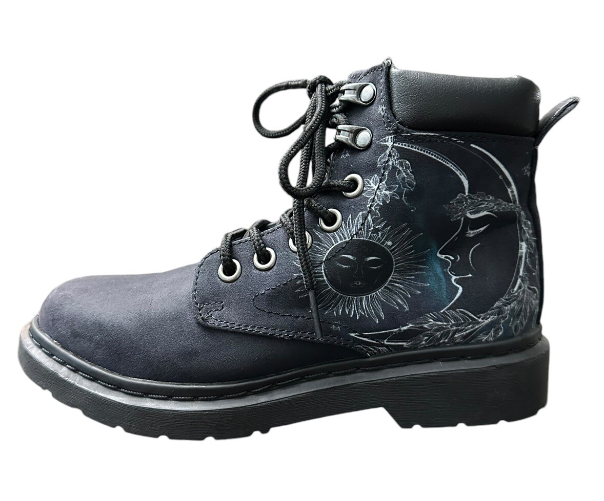 Yes We Vibe Vegan Leather Women’s Boots Moon Sun Faux Size 5