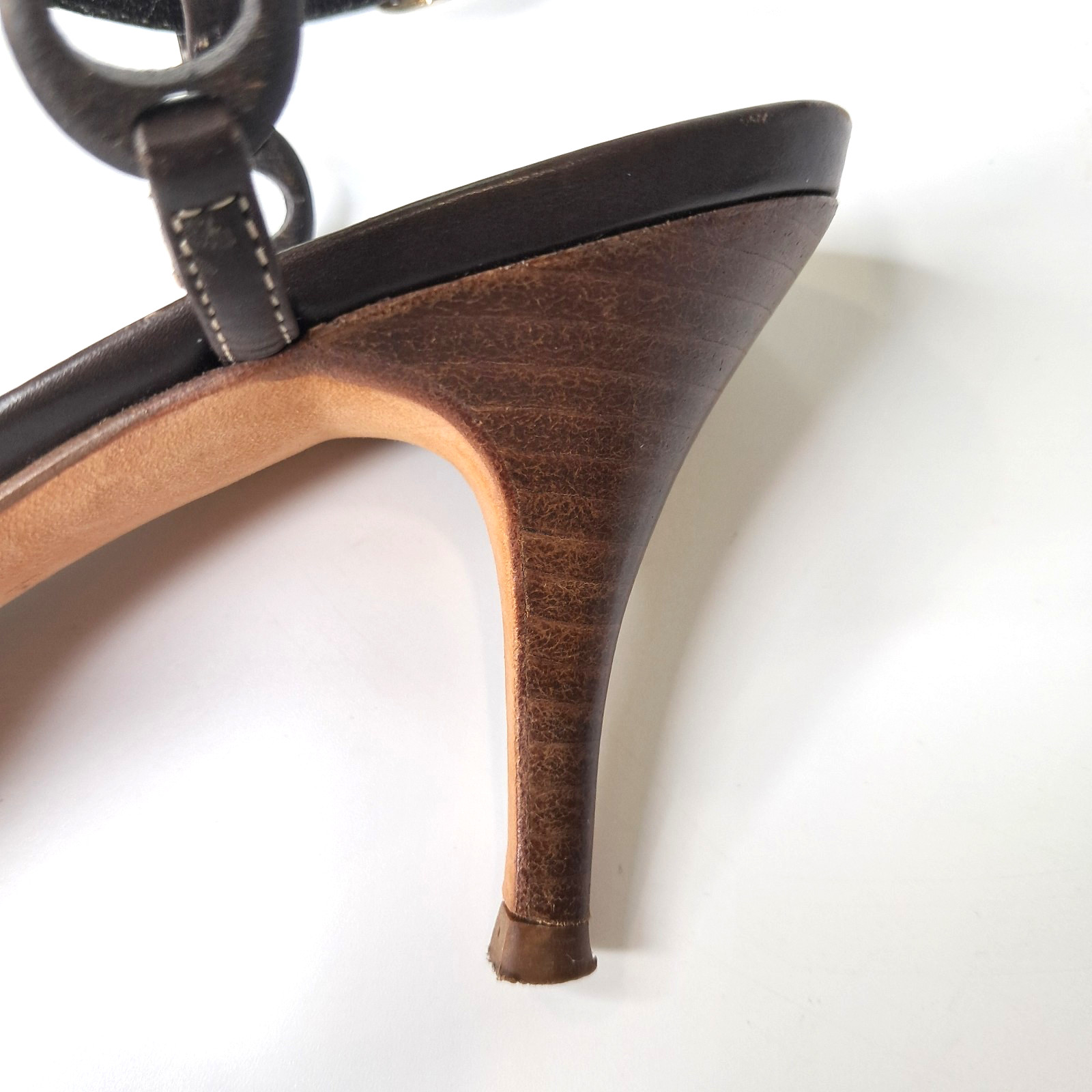 Ann Taylor Women’s Shoes Sandle Ankle Strap Kitten Heels 7M Leather Brown Brazil