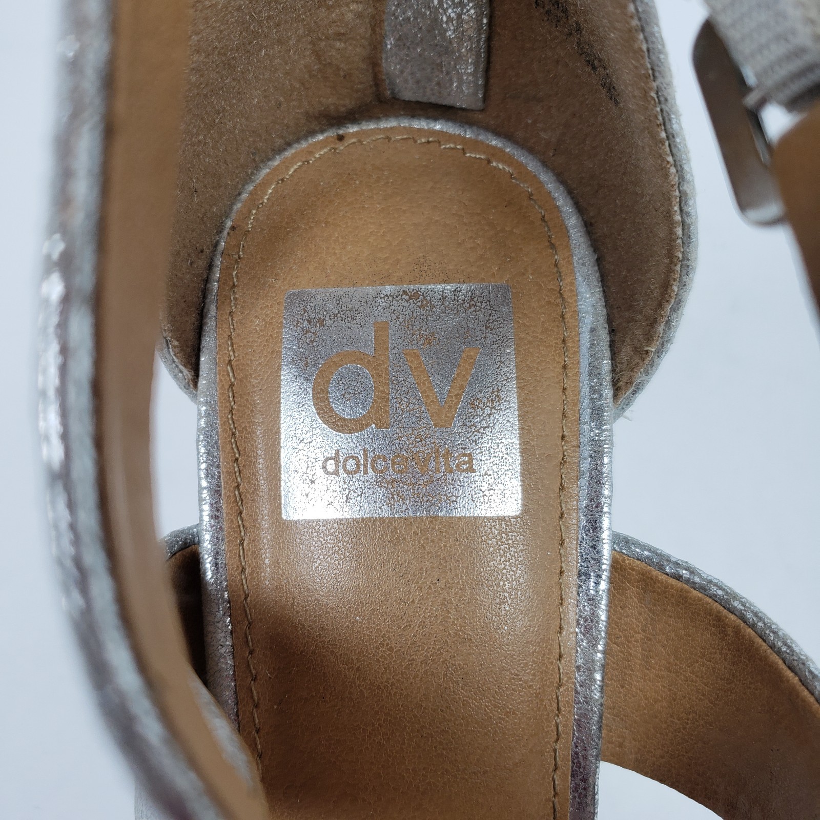 Dolce Vita DV Ilona Womens Size 8 Silver 4.25″ Heel Strappy Platform Party Shoes