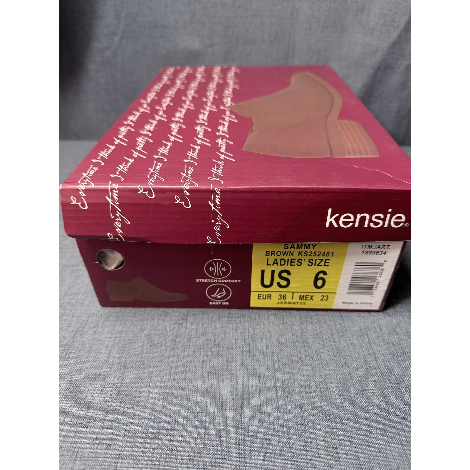 Kensie Sammy Brown Ankle Booties Side Zip Low Block Heel Shoes Womens 6 NEW
