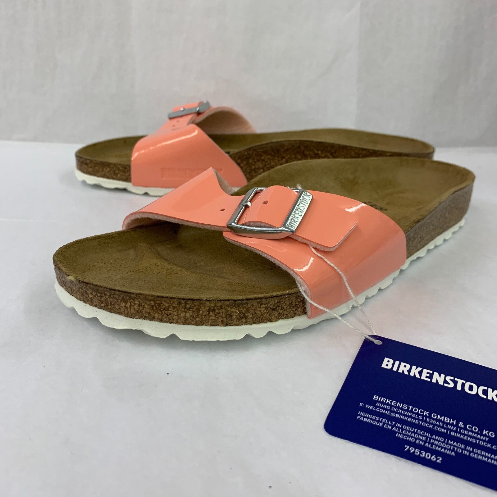 Birkenstock New w/o Box Madrid Patent Coral Peach Birko-Flor Patent N SelectSize