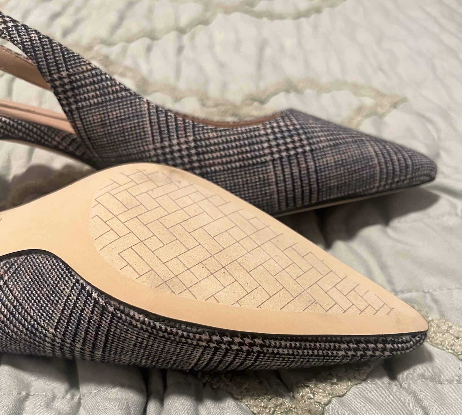 Cole Haan Women’s Plaid Textile Pointed Toe Stiletto Slingback Heels 8B