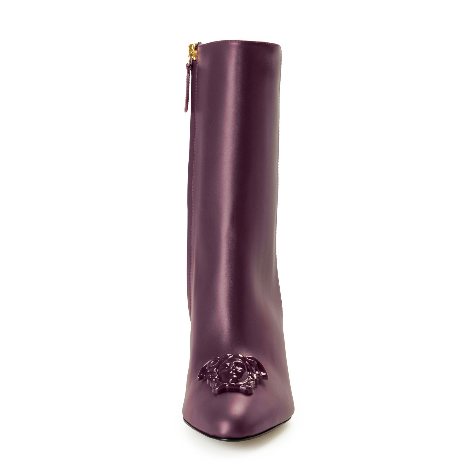 Versace Women’s Plum Purple 100% Leather Heeled Booties Shoes US 9 IT 39