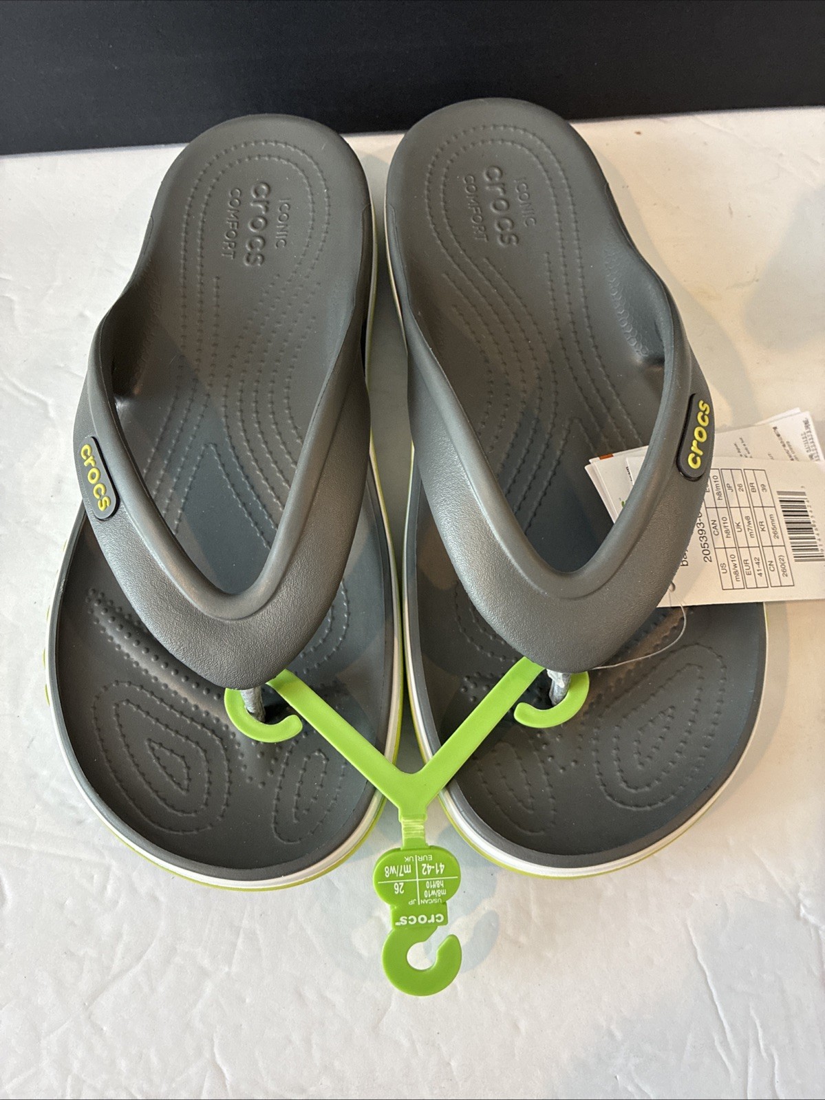 NWT Gray Crocs Bayaband Flips Men’s 8, Women’s 10
