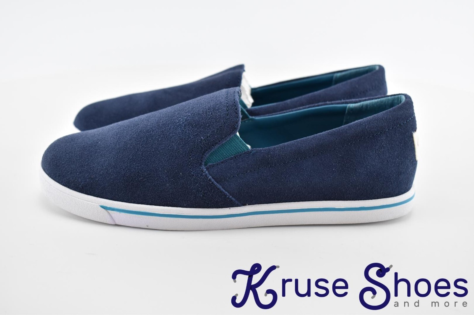 Lands’ End Women’s Canvas Leather Slip-On Sneakers «Deep Sea» Size 7B