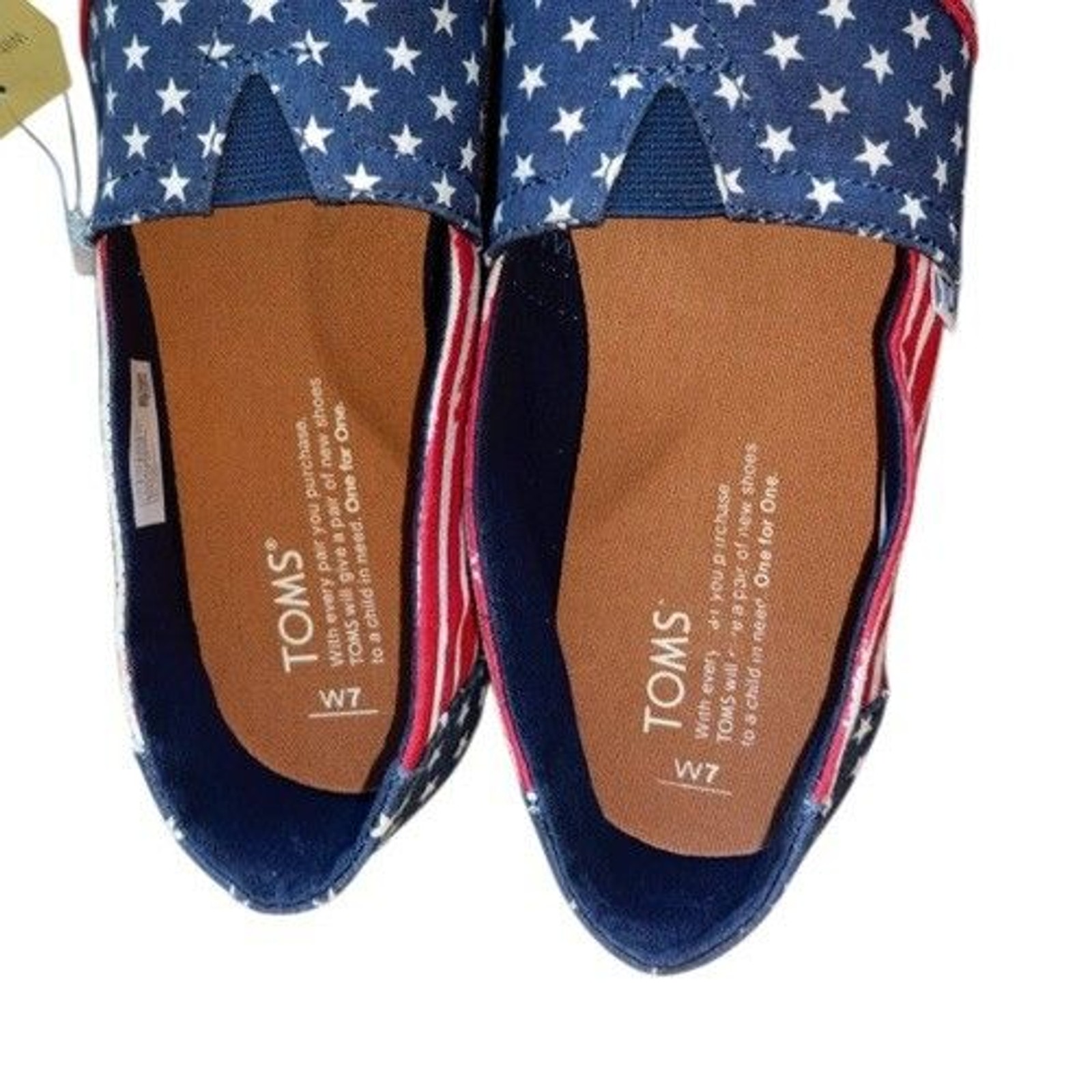 Toms Women’s American Flag Slip On Flats Shoes Red White Blue Americana Size 7