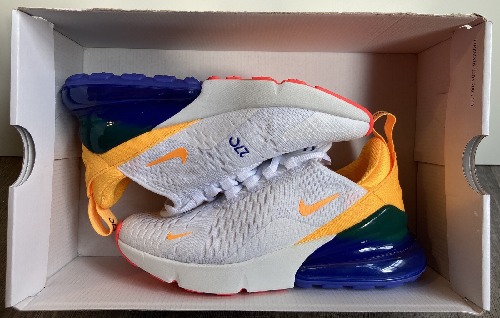 Nike Air Max 270 «Philippines» White Laser Orange AH6789-105 Women’s Sz 6 NoLid