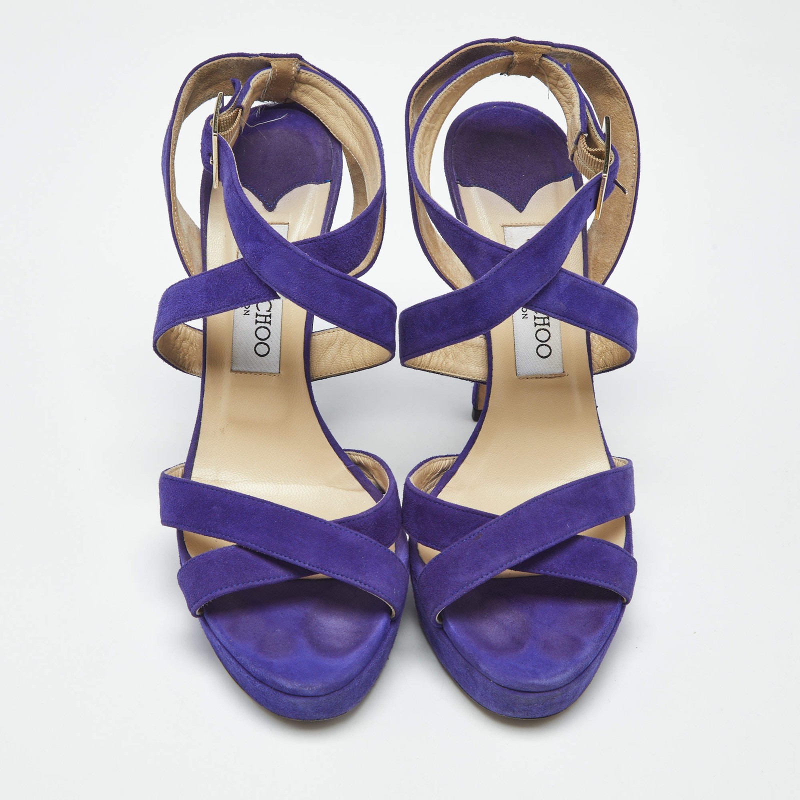 Jimmy Choo Purple Suede Maitai Platform Sandals Size 38.5