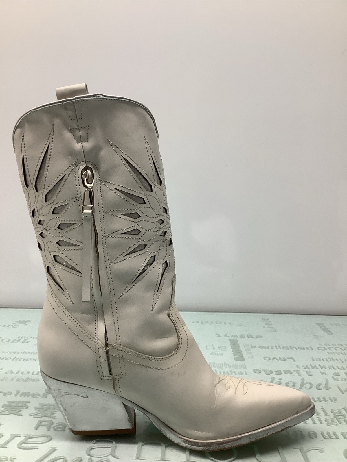 Golo Mae Sun Inlay Western White Boot Women’s SZ 6.5B,preowned.