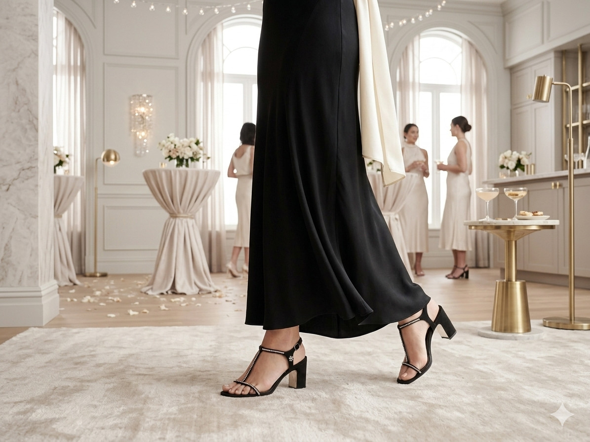 Chanel Interlocking CC Logo Black Satin T-Strap Crystal Embellished Heels EU 39