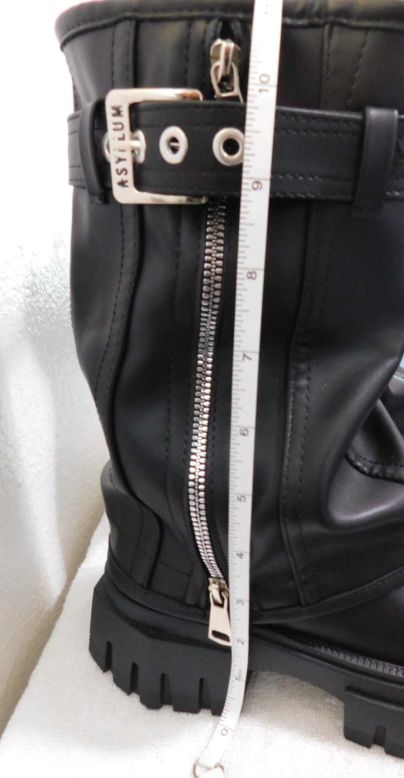 Platform Mid-Calf Boots Buckle Square Toe Side Zip Square Heel Shoe Gothic Biker