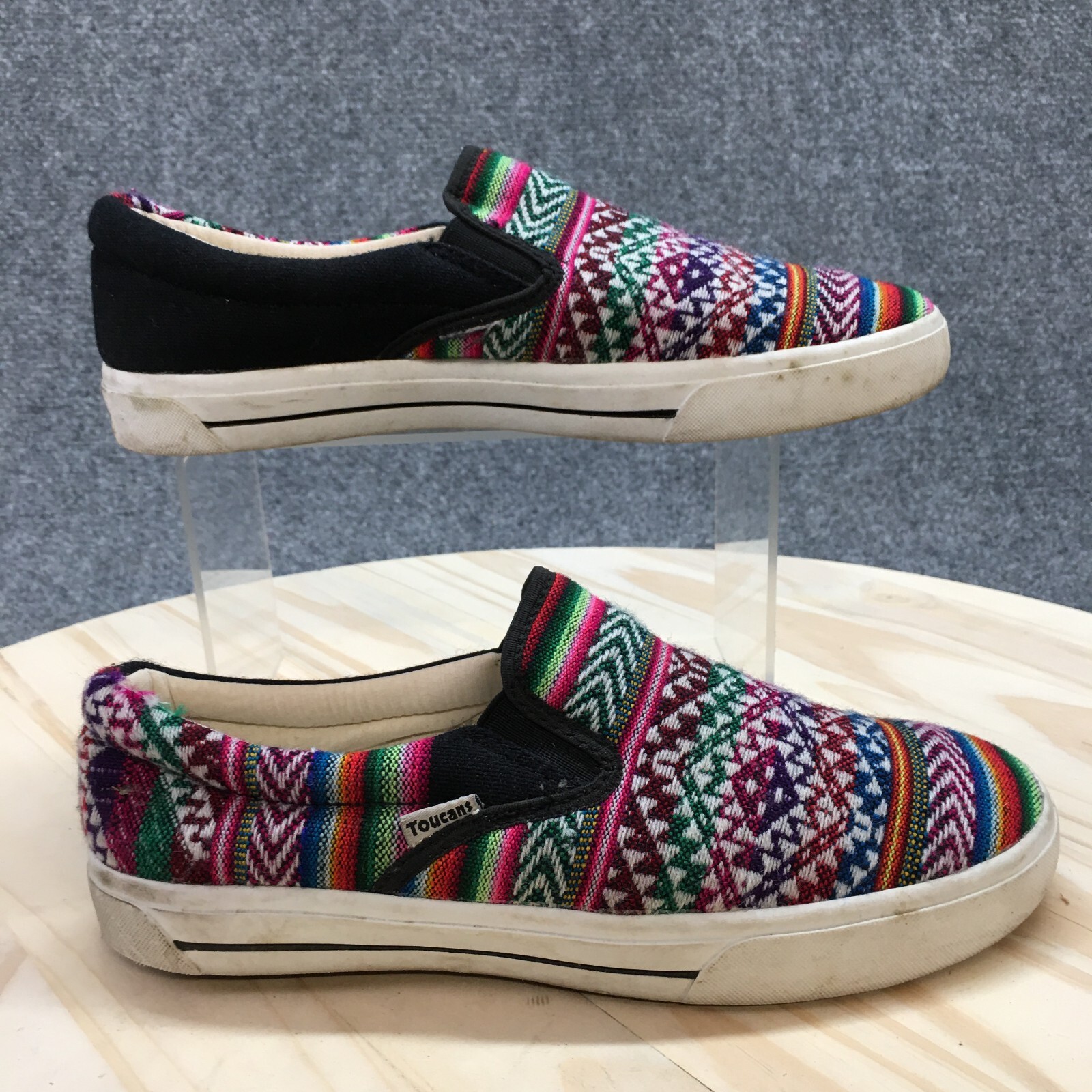 Toucans Shoes Mens 4 Womens 6 Inca Print Casual Slip On Loafer Flats Multicolor