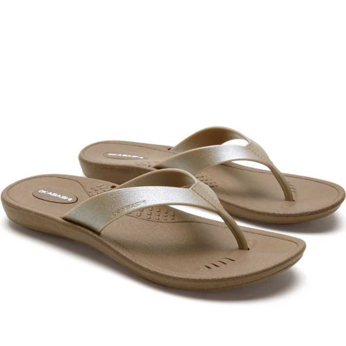 NEW Okabashi Breeze Women’s Flip Flops Toffee Black Comfort Arch Support Sandals