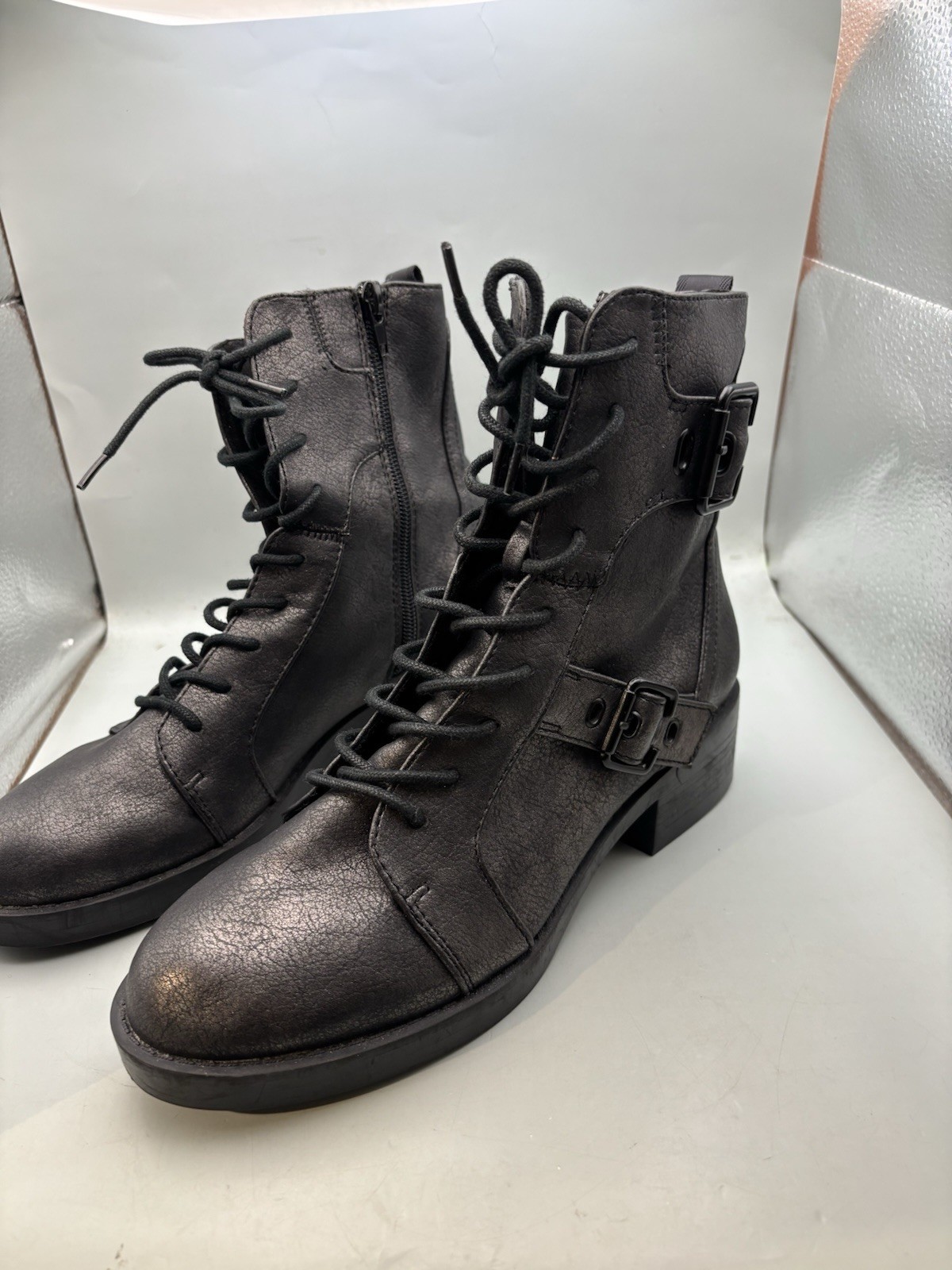 Rocket Dog Black Quilted Lace-Up Boots 8m