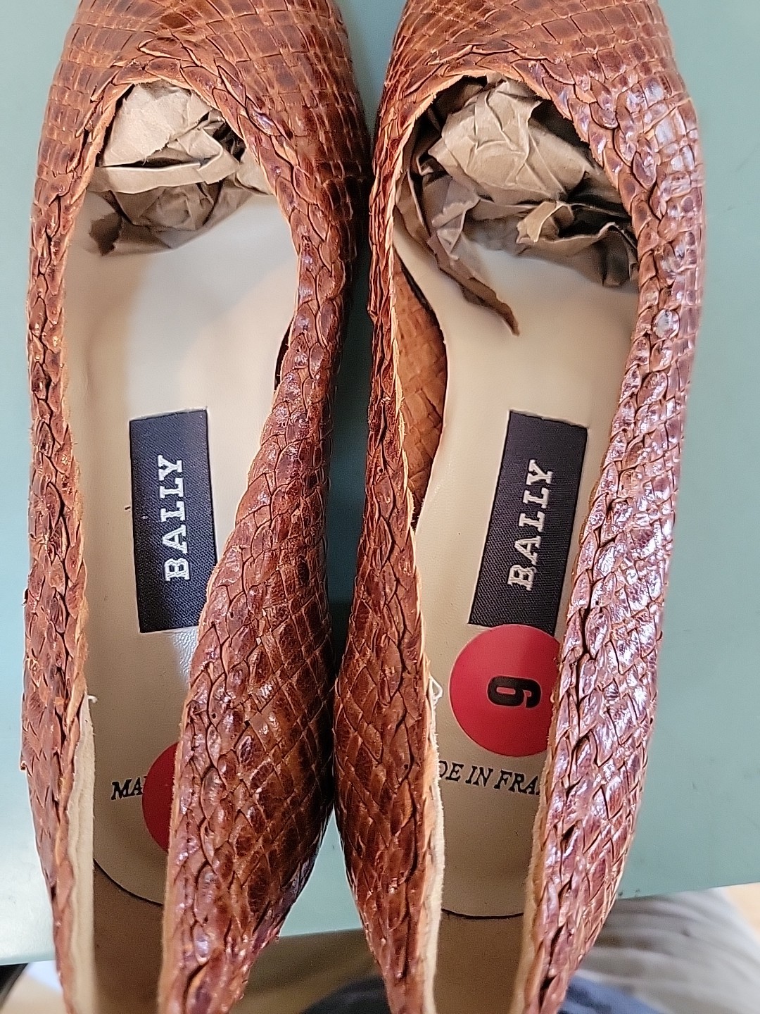 NWOB Bally Vtg Woven Brown Leather Heels Womens 3.5 – US 6 Made In France