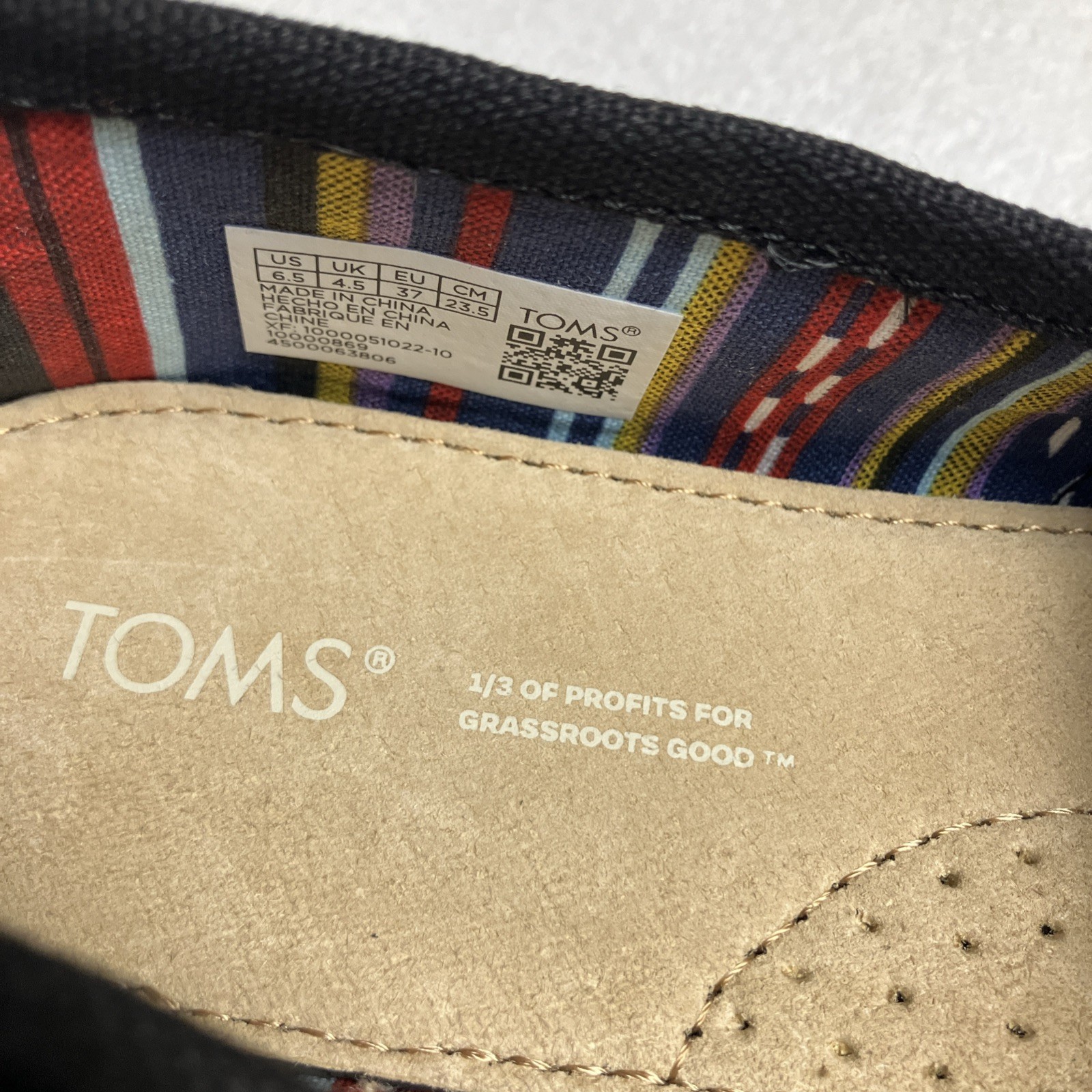TOMS Alpargata Womens 6.5 Slip-On Shoes Recycled Cotton Canvas Comfort Casual