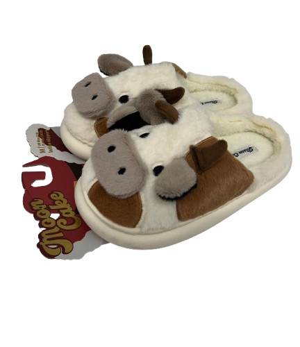 Womens Cow Animal Print Indoor Memory Foam Cushion Slip On Slide Slippers M 7/8