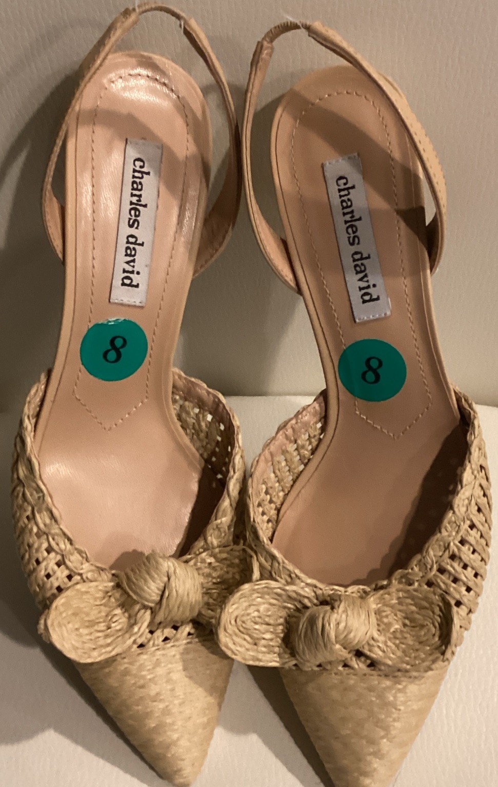 Charles David Allyson Raffia Slingback Pump Heel Shoes Size 8M NEW See Disc