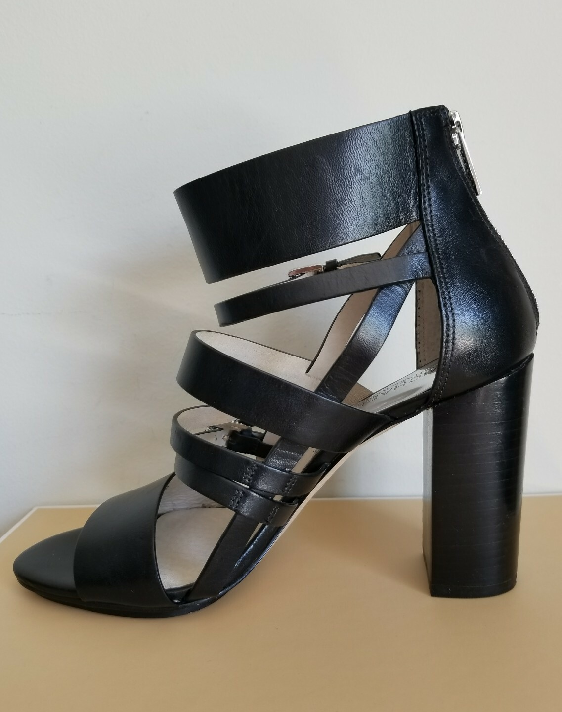 Michael KORS WINSTON BLACK GLADIATOR SILVER LOGO BUCKLE ZIPPER I LOVE SHOES