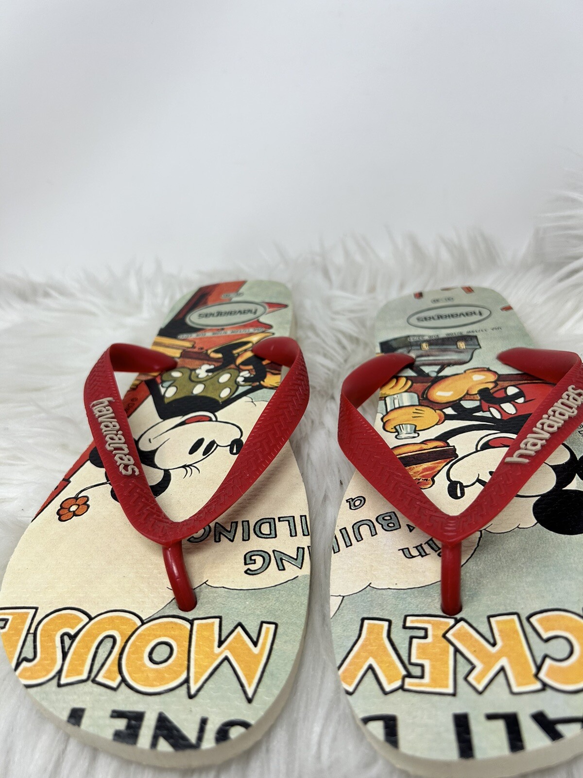 Havaianas Disney Parks Mickey Mouse Beige Flip Flops Sandals W 11/12 M 9/10