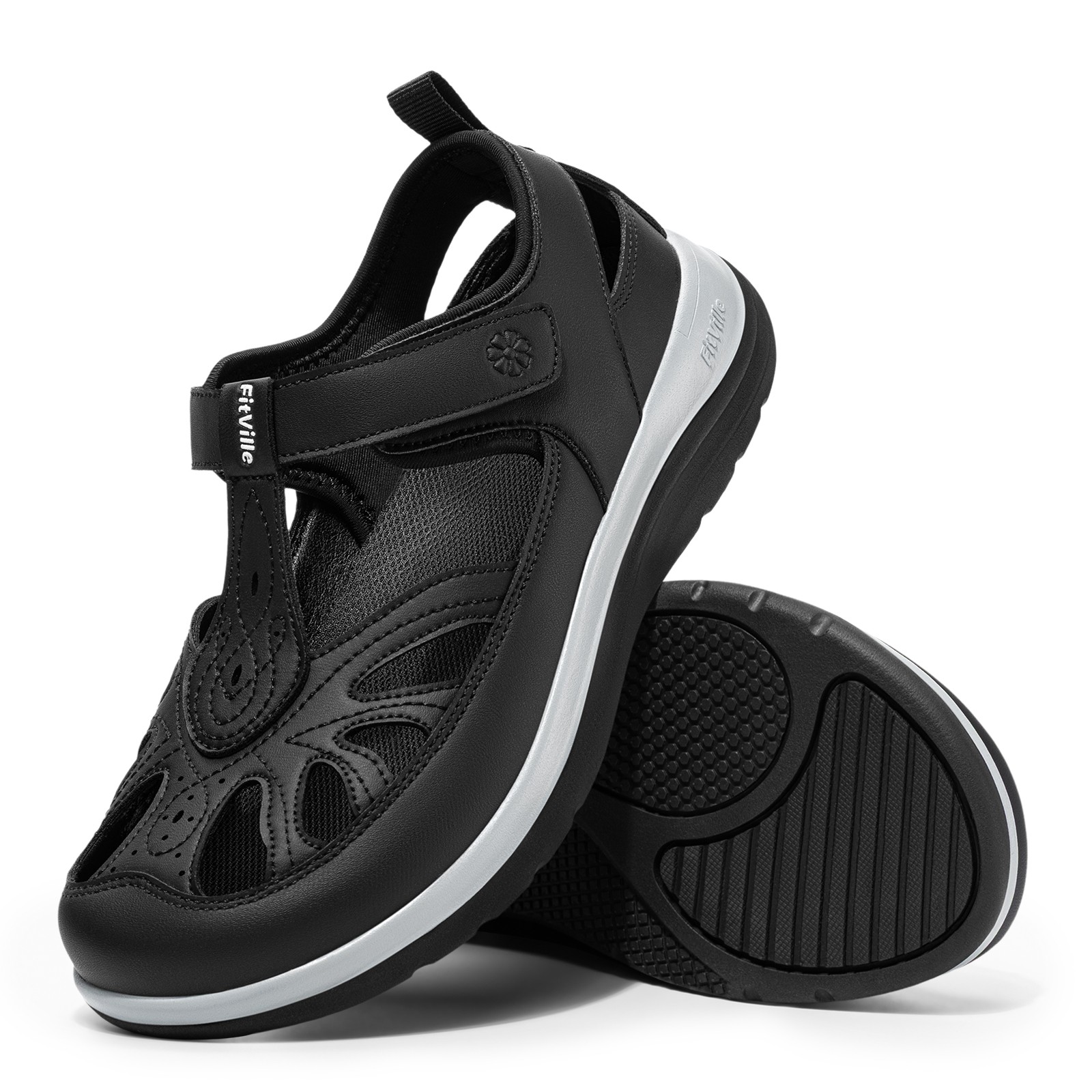 FitVille Womens Sandals Wide Width Orthopedic Adjustable Straps Arch Support