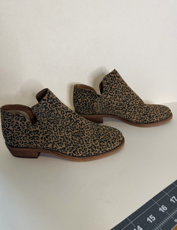 Gianni Bini Leopard Print Ankle Booties – Brown/Black Size 6.5 M