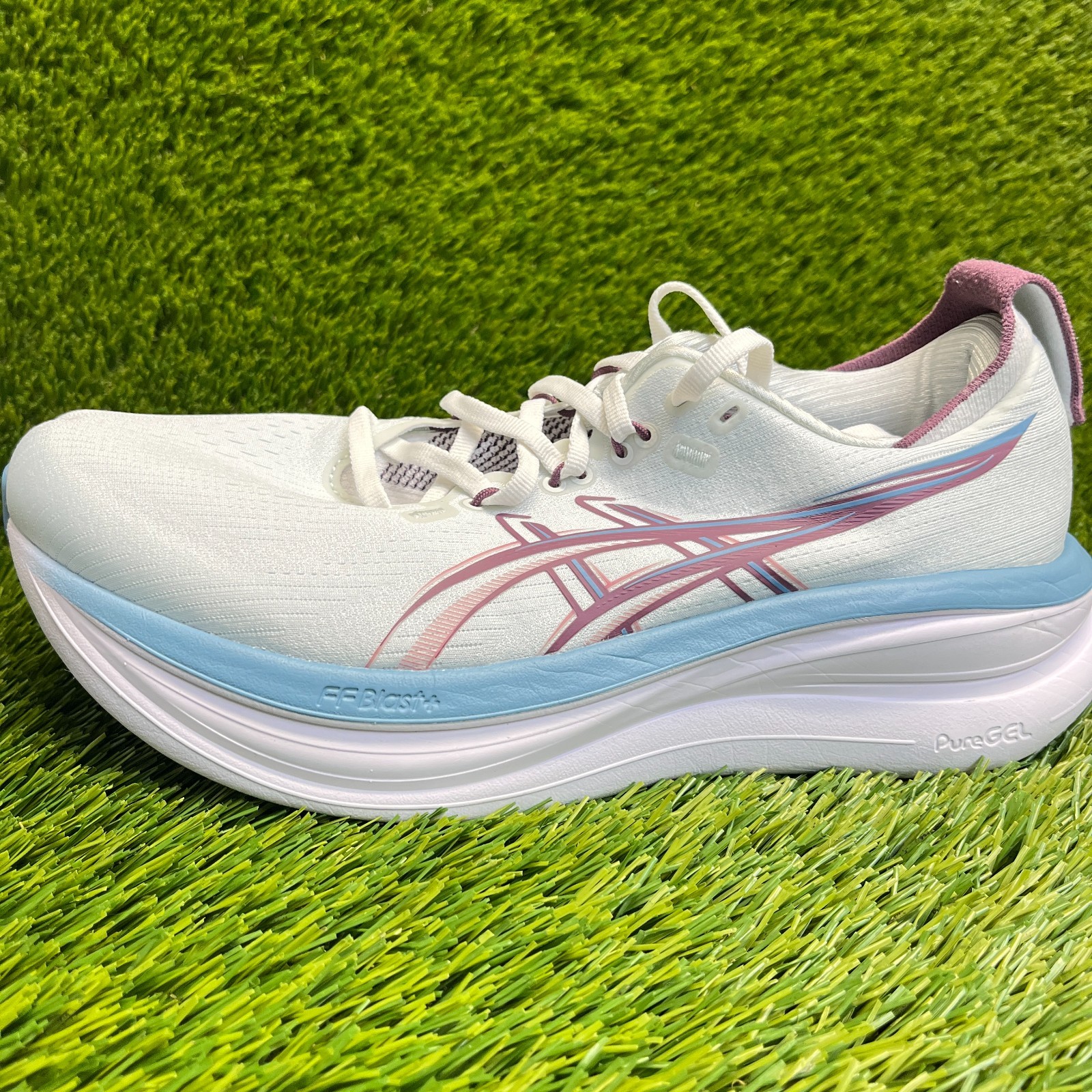 Asics Gel-Nimbus 28 Womens Size 9 White Purple Blue Running Shoes Sneakers