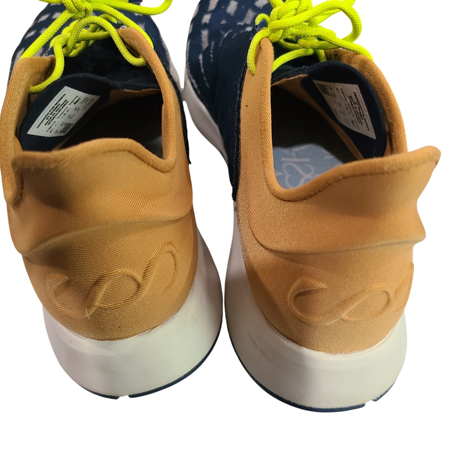 Saysh One Womens 8.5 Running Shoes Navy Mustard Yellow Neon Laces Allyson Felix