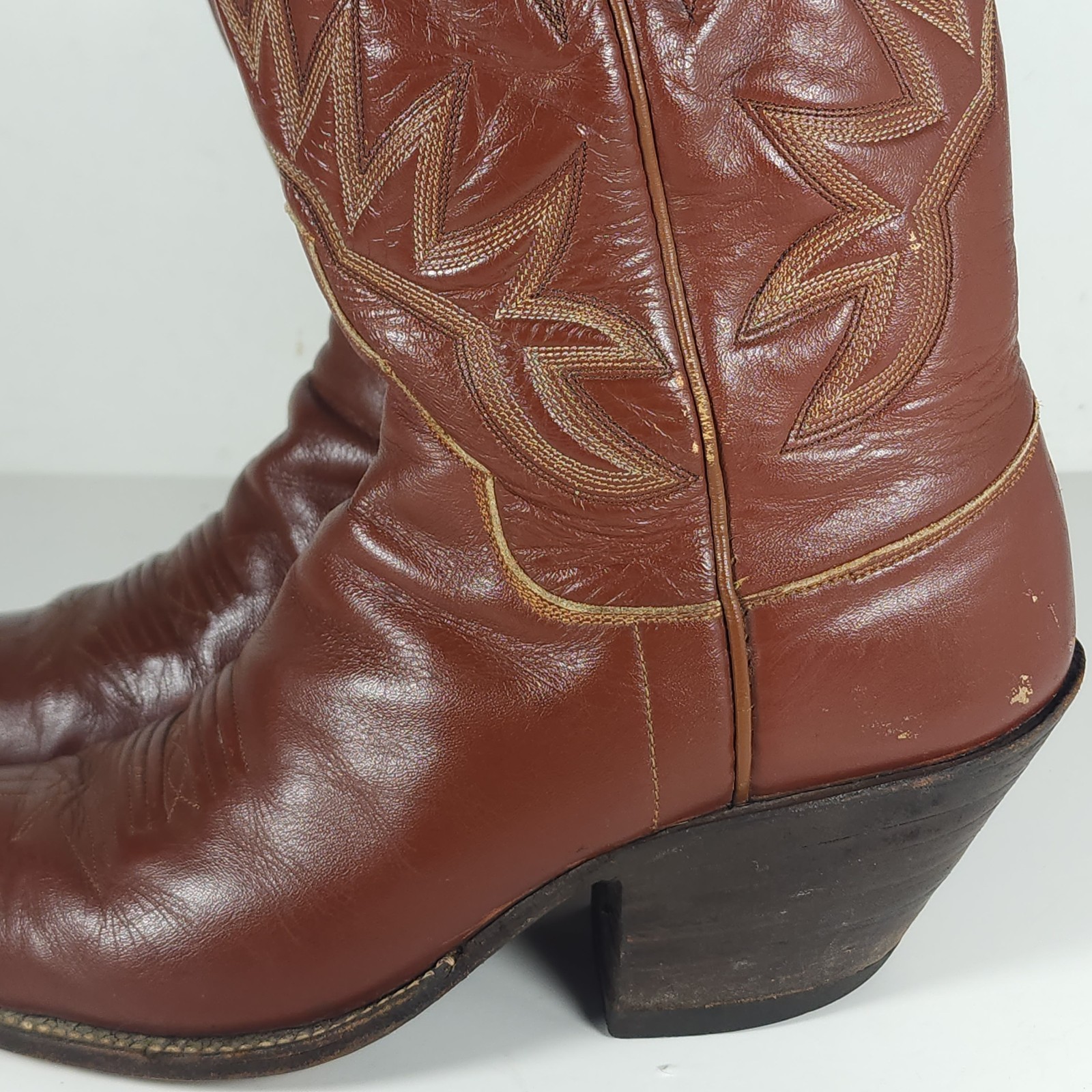 M.L.Leddy San Angelo Vtg Women’s US 8,5? Brown Leather Handmade Western Boots