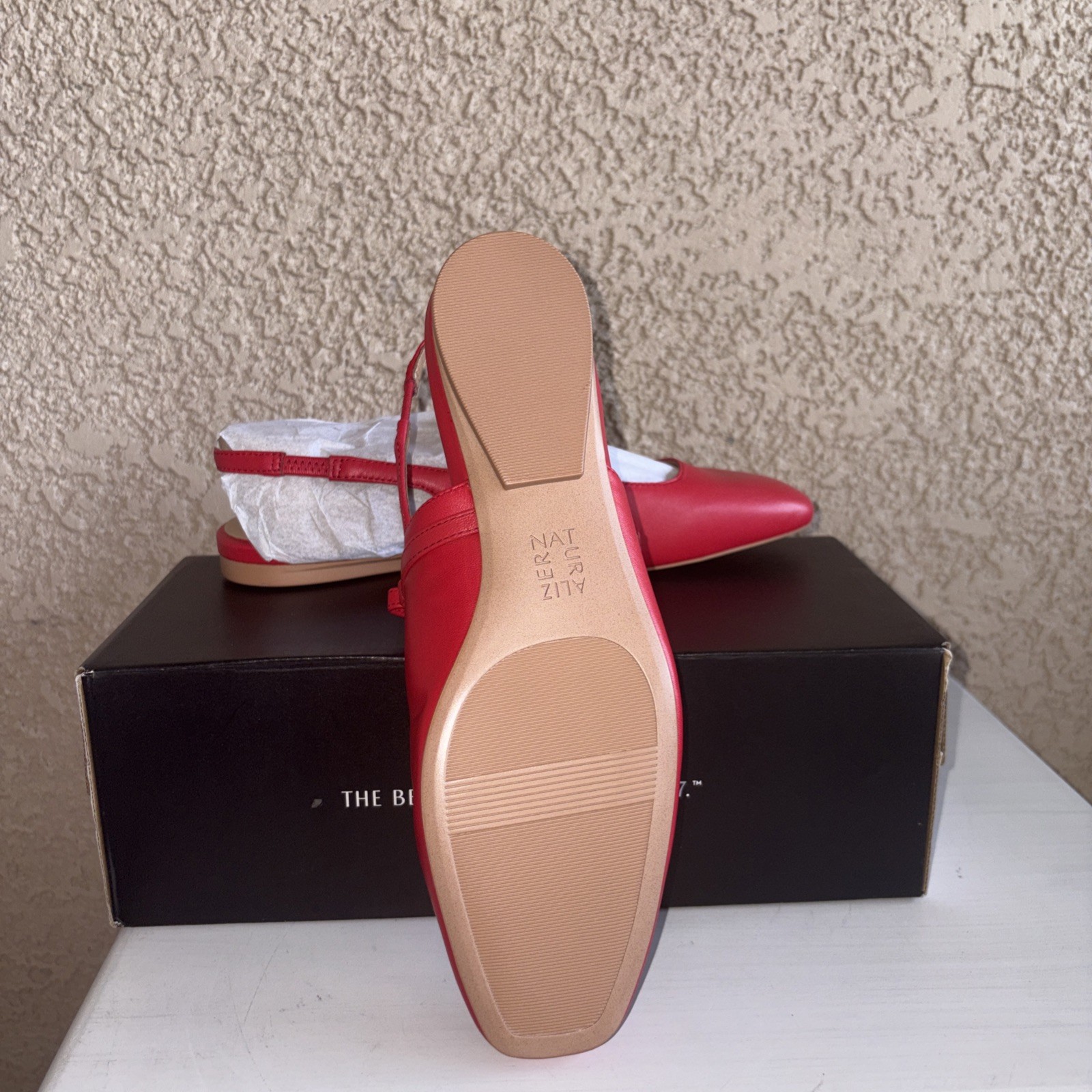 Naturalizer Connie Womens Leather Ballet Flat Mary Janes In Red Size 8 Women