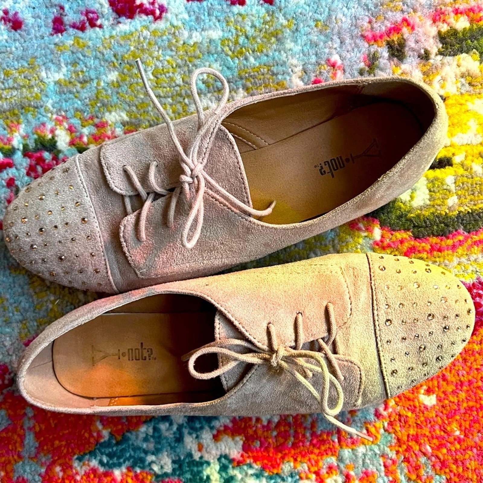 Y Not? Rhinestone Vegan Suede Tan Heels – Size 8