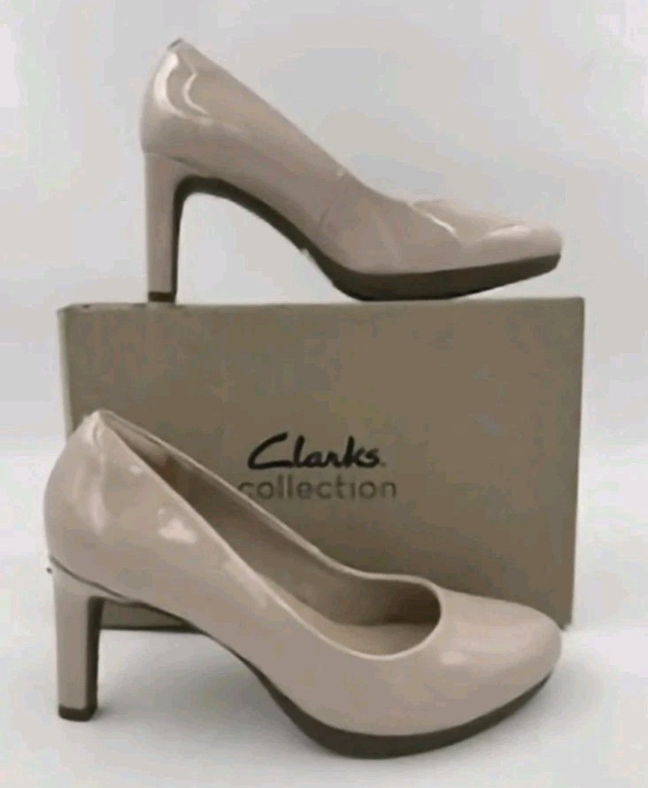 Clarks High Heels/ Pumps «Ambyr Joy» Dusty Rose {Nude Pink} Patent Leather Sz 8W