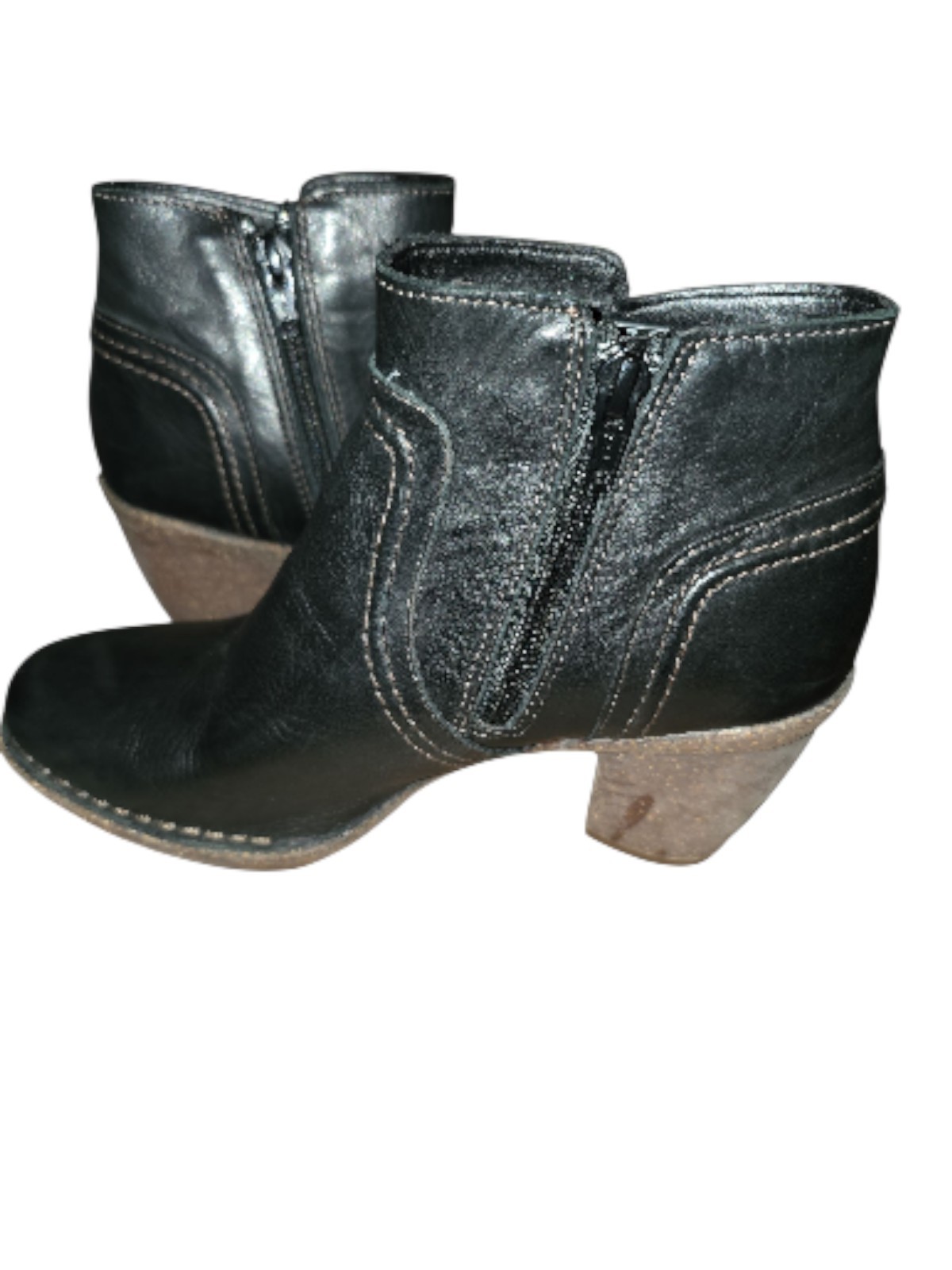 Clarks Carleta Paris Ankle Boot Side Zip Women 6.5 M Black Leather Heeled Bootie