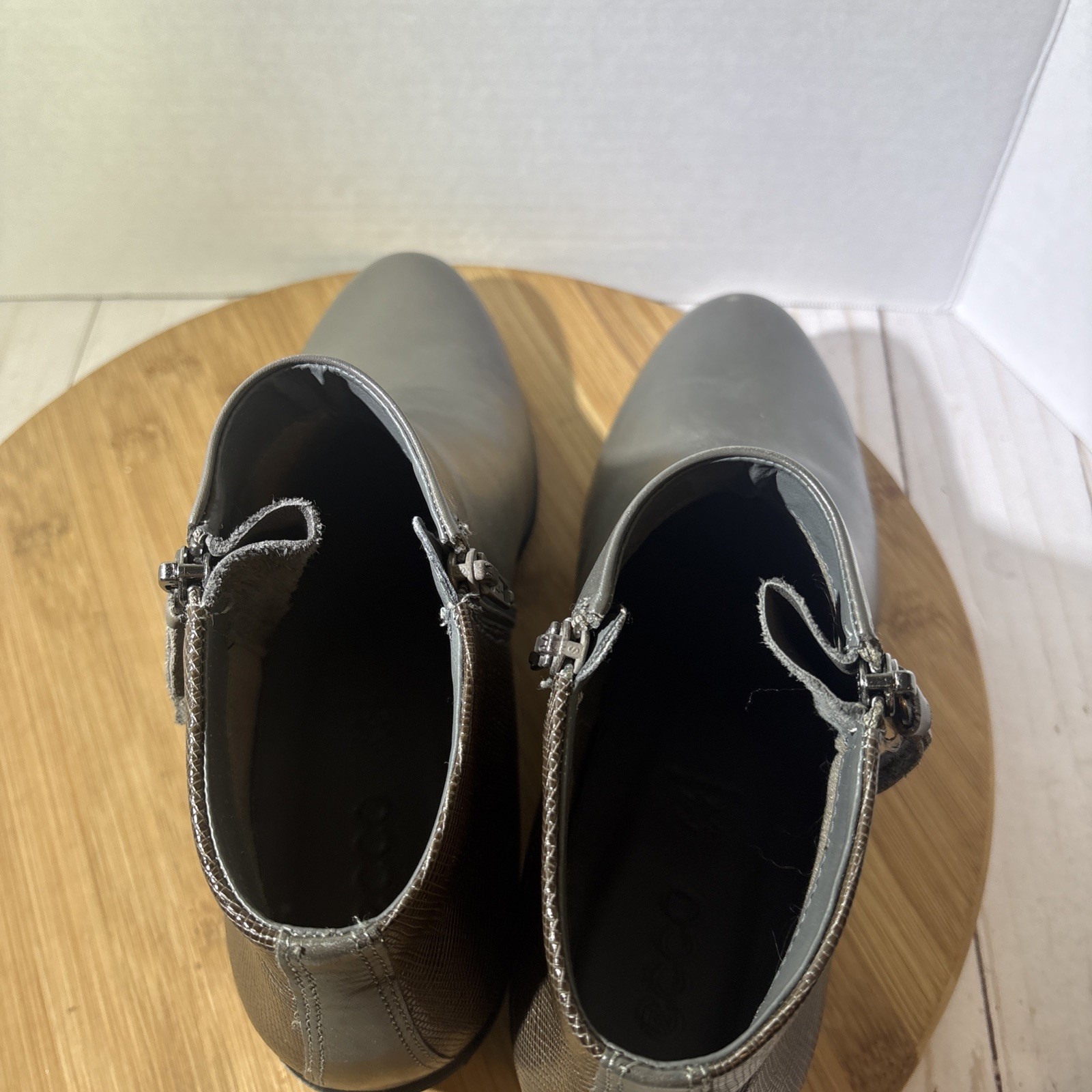 Ecco Touch 35 Side Zip Ankle Boots Women’s Gray Brown Size EU 40