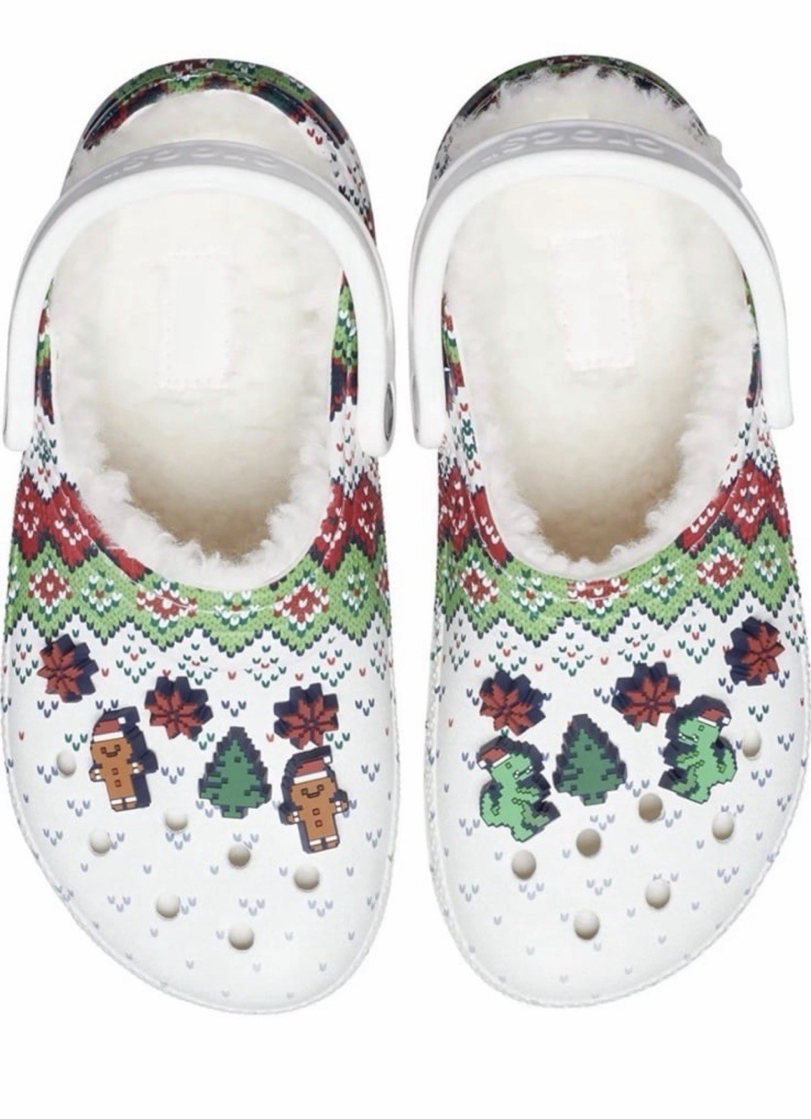 NWT Crocs Classic Lined Holiday Charm Clog White/Multi M5/W7 EU 37-38 207687