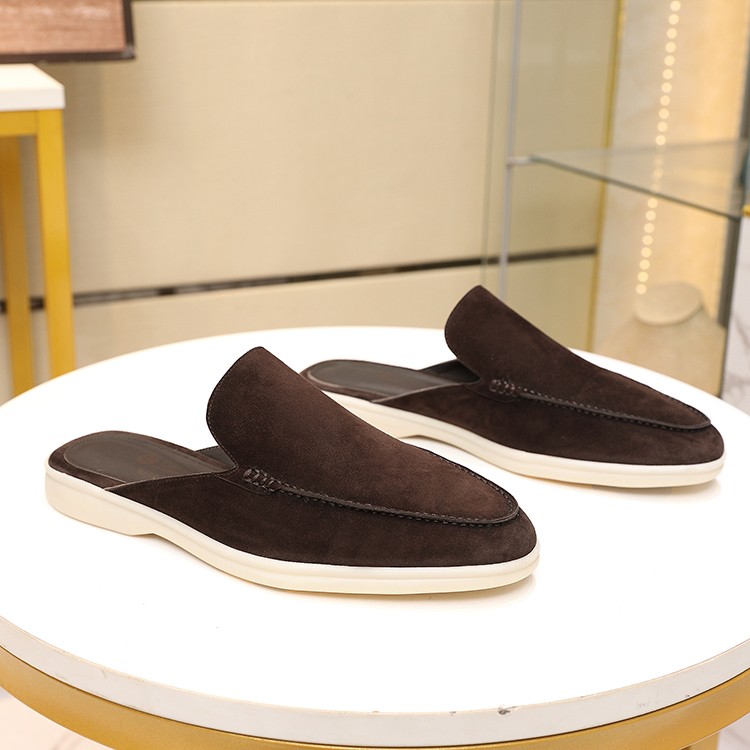 Mens Summer Suede Leather Slippers Casual Mules Comfort Retro Loafers Shoes