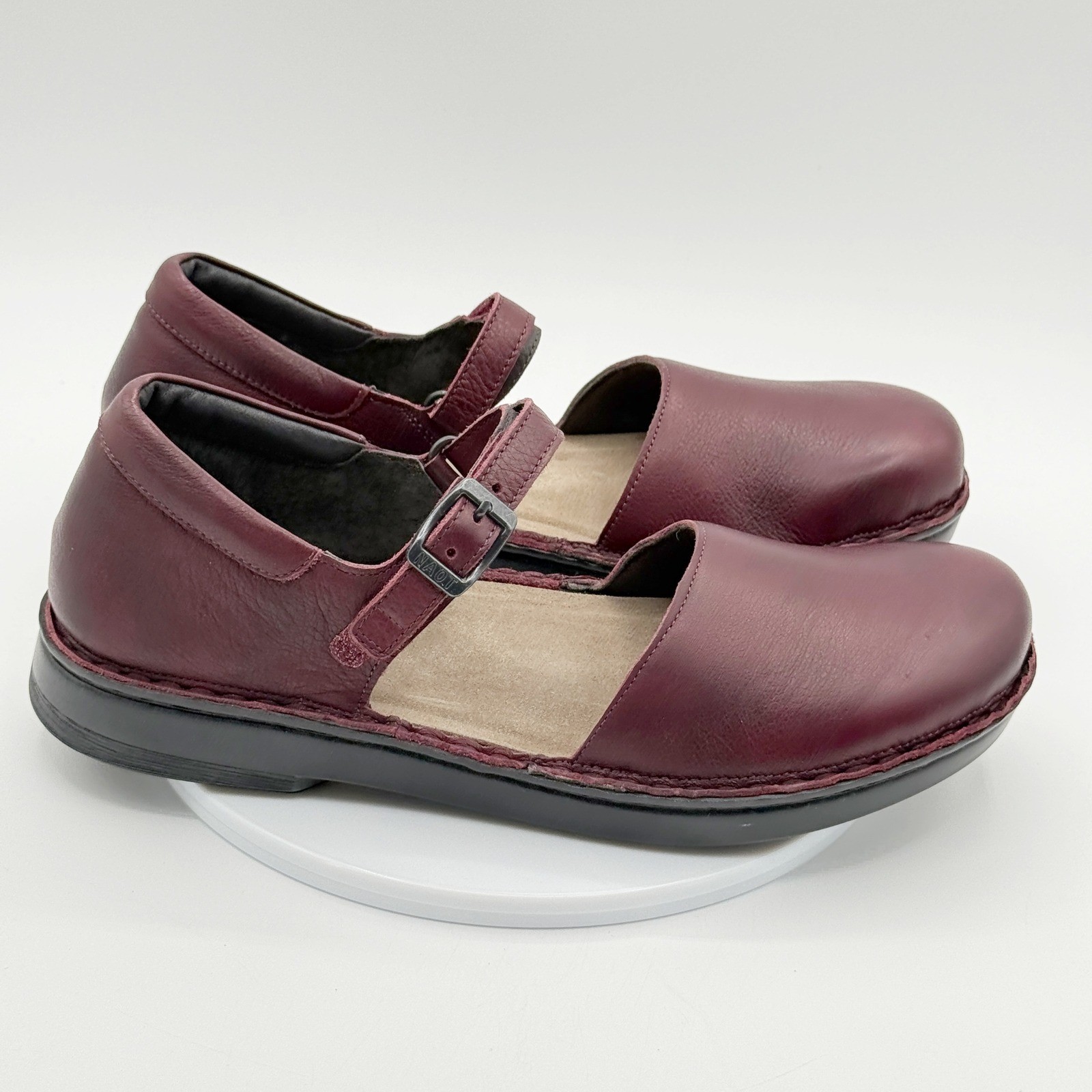 Naot Catania Mary Jane Flat Shoes Size 10 Womens Bordeaux Leather 63440 NEW