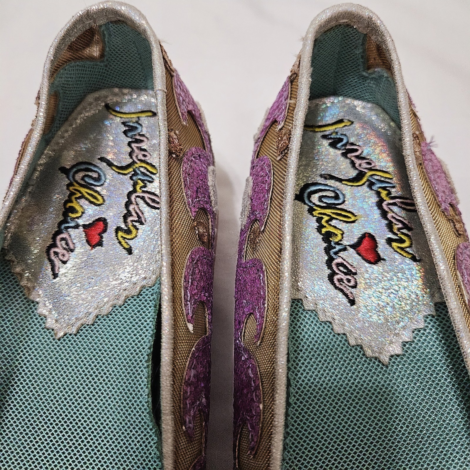Irregular Choice Sparkly Glitter Nautical Seashell Pearl Ballet Flats Size 37 EU