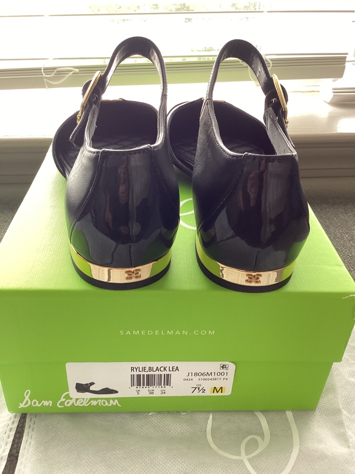 NWT Sam Edelman Rylie Ankle Strap Cap Toe Flat, size 7.5, $150