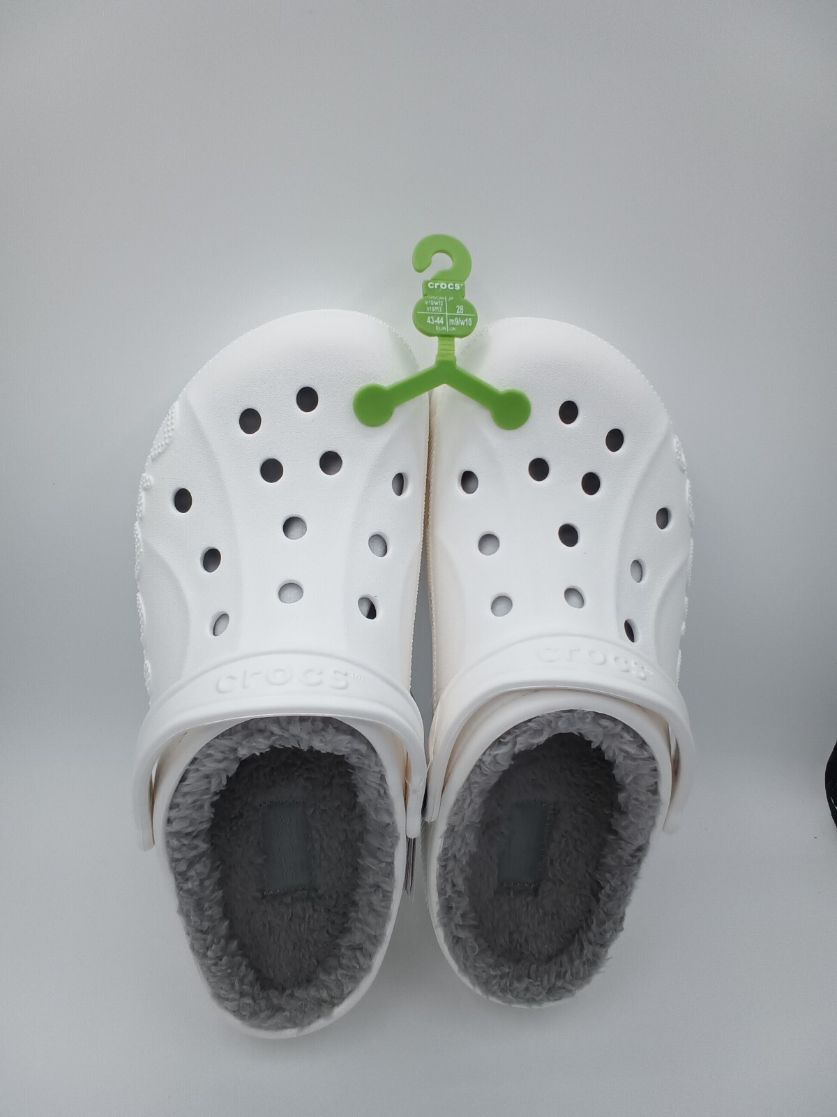 Crocs Baya Lined Clog Slip On White/Light Grey 205969-11H Sz M10/W12 New in bag