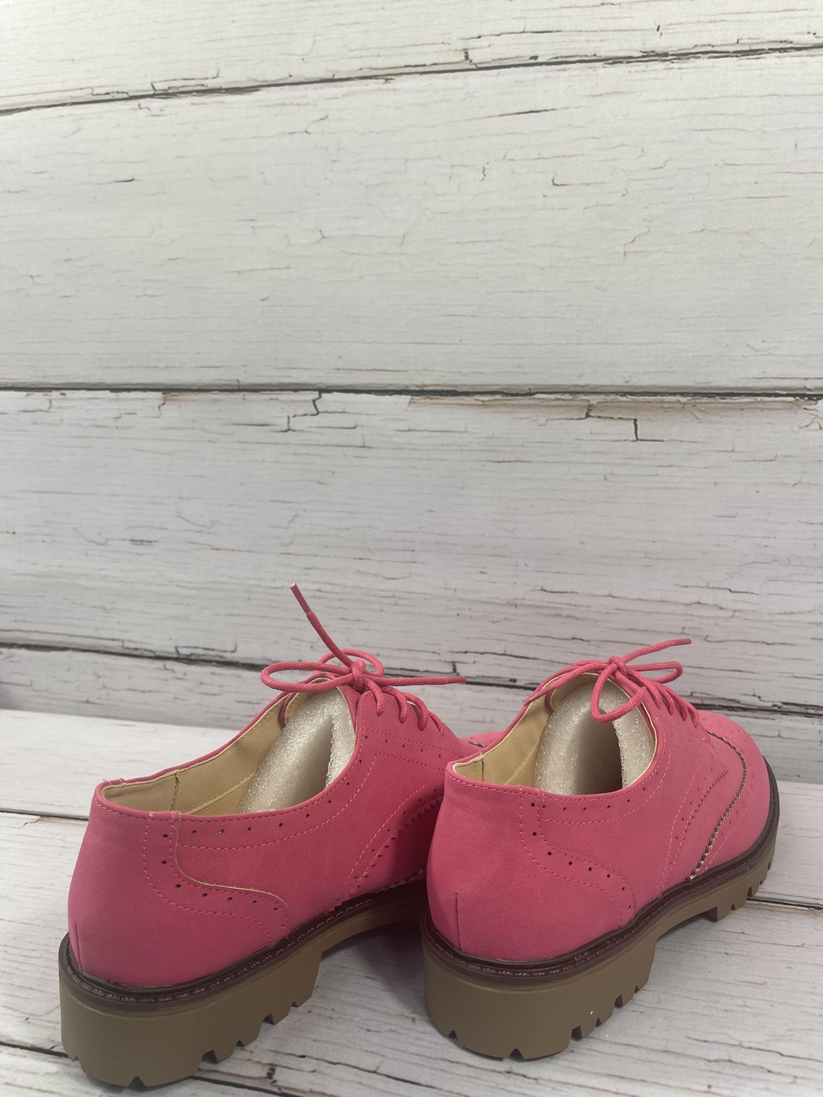 Journee Collection Claudiya Shoes Womens Size 9 Pink Faux Suede Oxford Flats