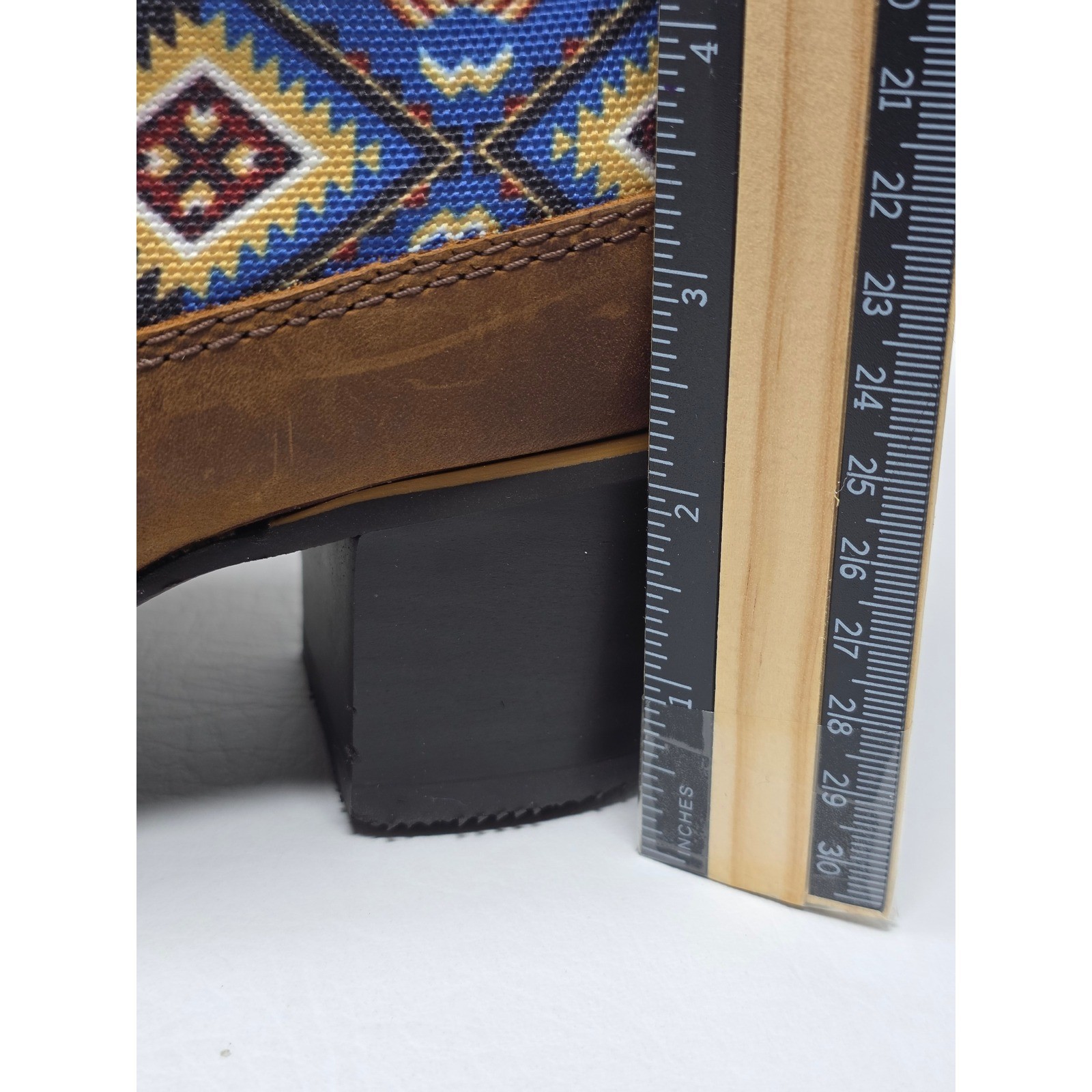 Wrangler Womens Brown Leather Tapestry Western Ankle Boots KWB0006 Size 8.5 B